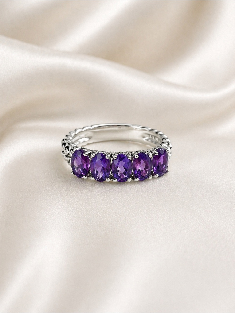 JOHN HARDY JAI Sterling Silver Amethyst Gemstone Ring (size 6) NEW